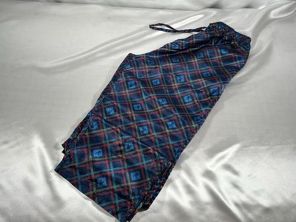 Y2K Playboy Plaid Multicolor Rainbow Satin Pajama Pants NWT Navy Large